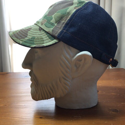 岡山産セルビッチデニム×ダックカモ cycle cap サイクルキャップ（56cm〜63cm位まで対応） 1枚目の画像