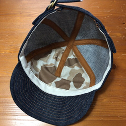 岡山産セルビッチデニム×ダックカモ cycle cap サイクルキャップ（56cm〜63cm位まで対応） 5枚目の画像