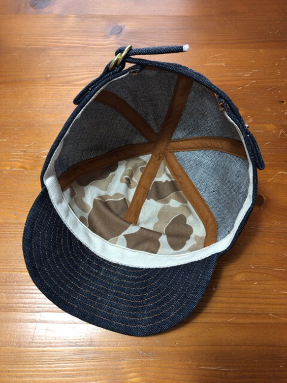 岡山産セルビッチデニム×ダックカモ cycle cap サイクルキャップ（56cm〜63cm位まで対応） 5枚目の画像