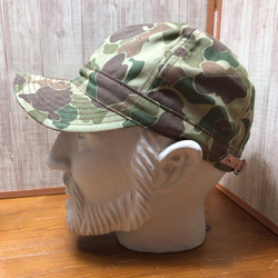 ＜受注製作＞ダックカモ6パネルwork cap ワークキャップ（希望サイズで作ります。） 2枚目の画像