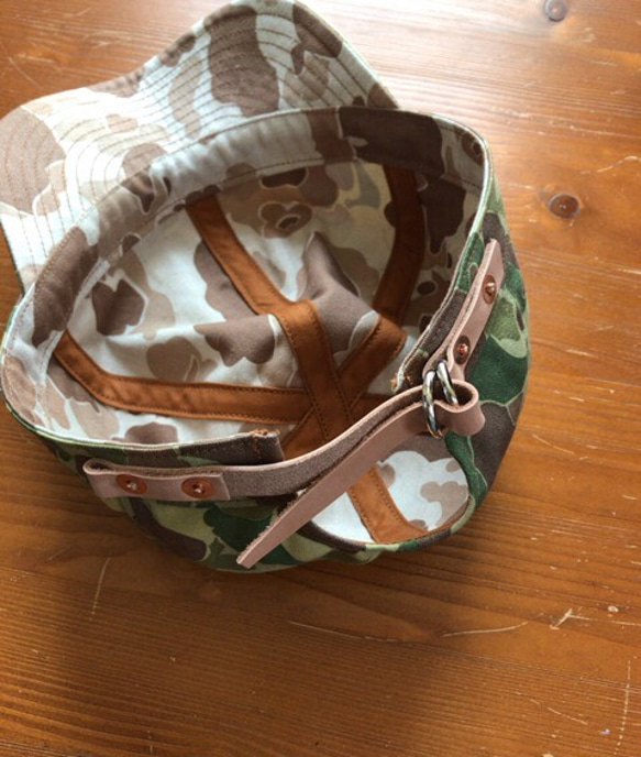 ＜受注製作＞ダックカモ6パネルwork cap ワークキャップ（希望サイズで作ります。） 6枚目の画像