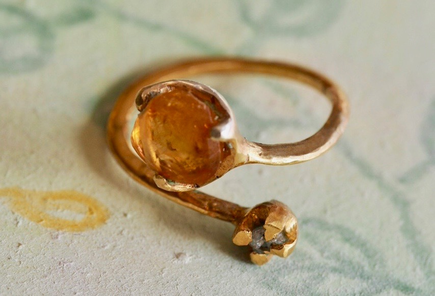 シトリンジルコニアリング1/２５まで送料無料（creema限定）