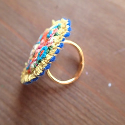 花刺繍の指輪　kiiro 2枚目の画像