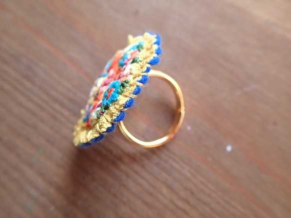 花刺繍の指輪　kiiro 2枚目の画像