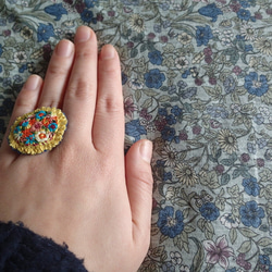 花刺繍の指輪　kiiro 3枚目の画像