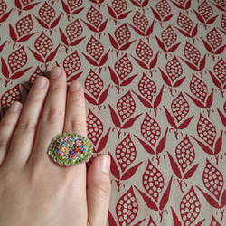花刺繍の指輪　midori 3枚目の画像