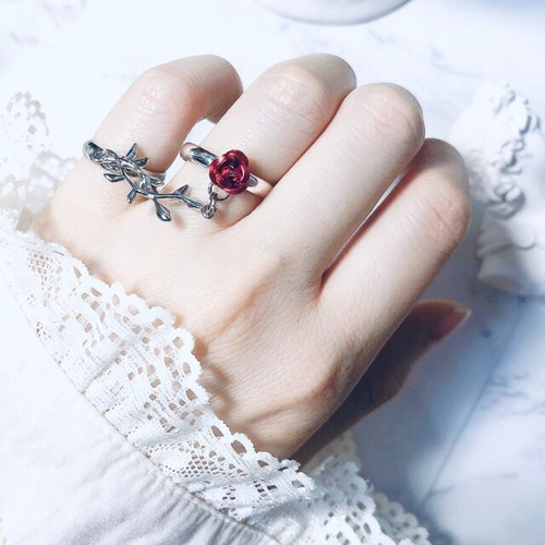 野薔薇の2wayリング / シルバーリング 地雷系 指輪 メンズ ゴシック