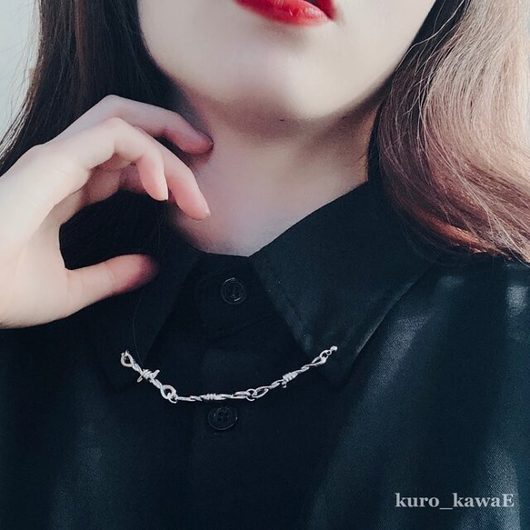 有刺鉄線のタックピン / ゴシック フォーマル メンズ シルバー 襟