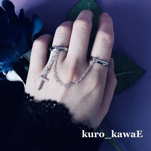 クロスのチェーンリング / 十字架 ロザリオ チェーン ユニセックス