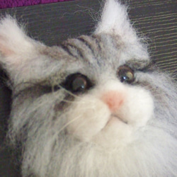 猫ちゃん　ブローチ　（グレー）　羊毛フェルト 3枚目の画像