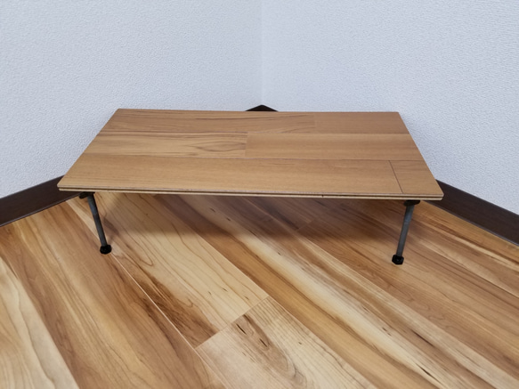 デタッチャブルテーブル、天然チーク天板&150mm鉄脚セット。キャンプテーブル、テントテーブル、ローテーブル 1枚目の画像