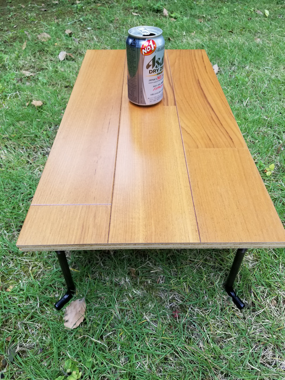 デタッチャブルテーブル、天然チーク天板&150mm鉄脚セット。キャンプテーブル、テントテーブル、ローテーブル 7枚目の画像