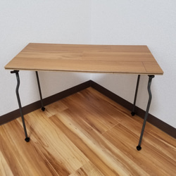 デタッチャブルテーブル、天然チーク天板&400mm鉄脚セット。キャンプテーブル、サイドテーブル、組み立て式 1枚目の画像
