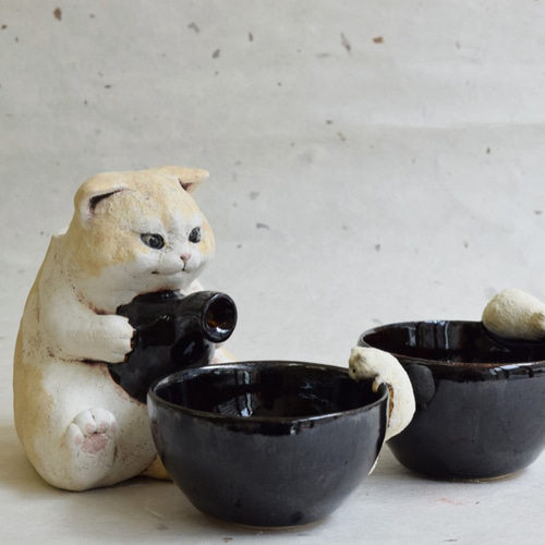 オーダー 猫徳利（小） 猫口2個セット おちょこ・ぐい呑み・徳利