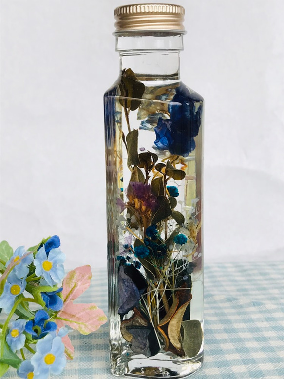 ポプリとデルフィのブルーハーバリウム ハーバリウム・植物標本  