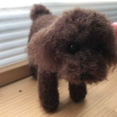 おとママ羊毛フェルト 茶トイプードル お留守番よろしくね 羊毛