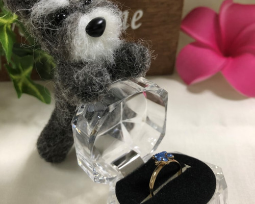 受注制作】おとママの羊毛フェルト ミニチュアシュナウザー 指輪ケース  