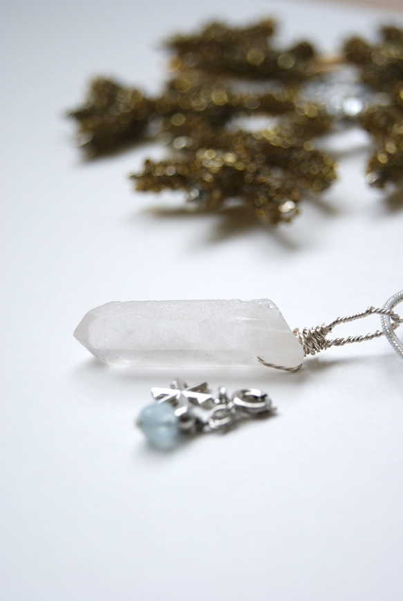【冬限定】雪の女王ネックレス（水晶・アクアマリン） 2枚目の画像