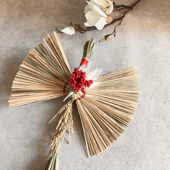 2023国産稲わら鶴 □正月飾り□しめ縄 ドライフラワー しめ縄