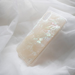 予約販売【iPhone 13シリーズ対応】自然なシェル素材＜ホワイト＞カラーデザイン(a0078WT)◆スマホケース 3枚目の画像