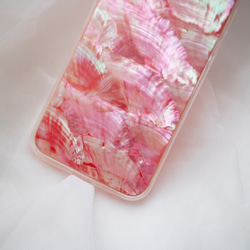 予約販売【iPhone 13シリーズ対応】自然なシェル素材＜ピンク＞カラーデザイン(a0078PK)◆スマホケース 4枚目の画像