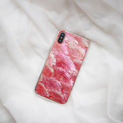 予約販売【iPhone 13シリーズ対応】自然なシェル素材＜ピンク＞カラーデザイン(a0078PK)◆スマホケース 5枚目の画像