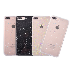 ＜予約販売＞【iPhone 13シリーズ対応】星ラメホログラム <ブラック×シルバースター>(SPCa0139) 3枚目の画像