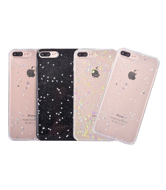 予約販売【iPhone 13シリーズ対応】星ラメホログラム <ブラック×カラフルスター>(SPCa0139) 3枚目の画像