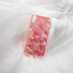 【iPhone 13シリーズ対応】自然なシェル素材＜ピンク＞カラーデザイン(a0078PK)◆スマホケース 1枚目の画像