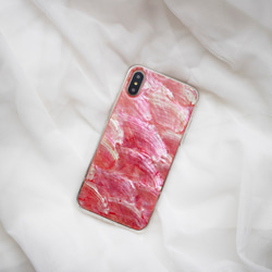 【iPhone 13シリーズ対応】自然なシェル素材＜ピンク＞カラーデザイン(a0078PK)◆スマホケース 5枚目の画像