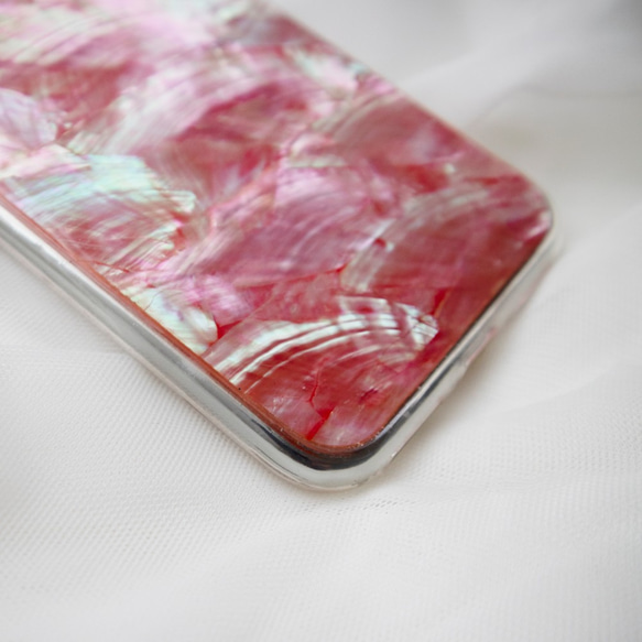 【iPhone 13シリーズ対応】自然なシェル素材＜ピンク＞カラーデザイン(a0078PK)◆スマホケース 7枚目の画像