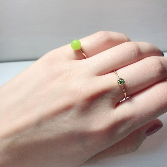 圓形玻璃戒指*開心果綠色 第3張的照片