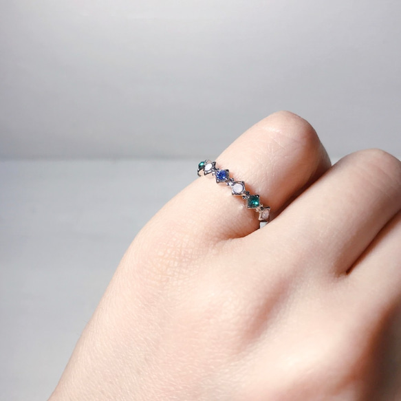 施華洛世奇的半永恆戒指*藍寶石×綠寶石 第1張的照片