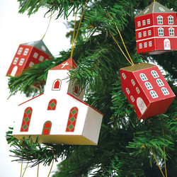 クリスマスアドベントカレンダー手作りキット・ペーパークラフト限定発売！／ヨーロッパの街と家 紙のオーナメント 2枚目の画像