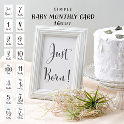 ベビー マンスリーカード　シンプル　赤ちゃん 撮影 写真 出産祝い 出産準備 月齢 カード 1枚目の画像