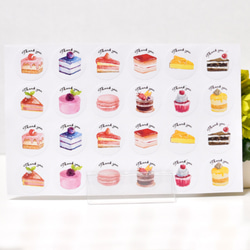 水彩のケーキ♡シール48枚 12柄　3018-6-031 ラッピング・ギフト 封緘 プレゼント 4枚目の画像