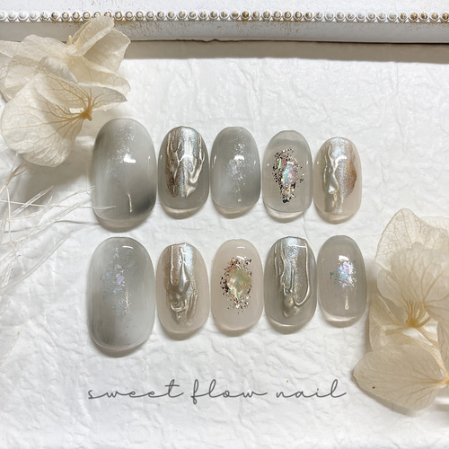 NO.26 ネイルチップ＊ニュアンスネイル ブライダル 成人式 お呼ばれ  