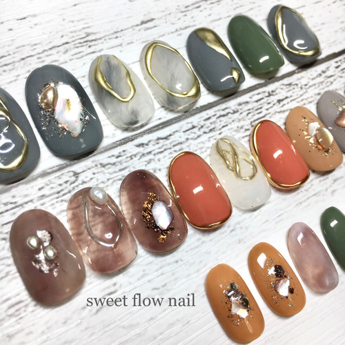 現品　ラウンドショート　ネイルチップ　ニュアンスネイル　ミラーネイル 現品！ネイルチップNO.49＊20本 タイプ【ラウンドショート