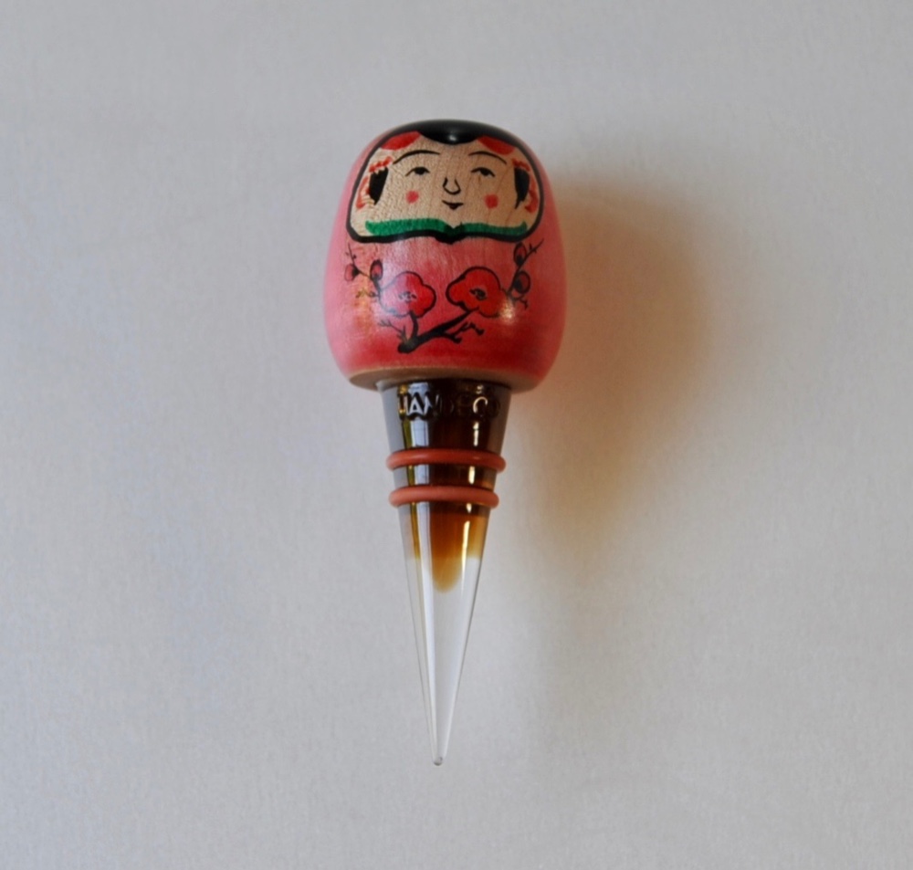 【ワインボトル栓】弥治郎系こけし／「梅」　・栓茶色