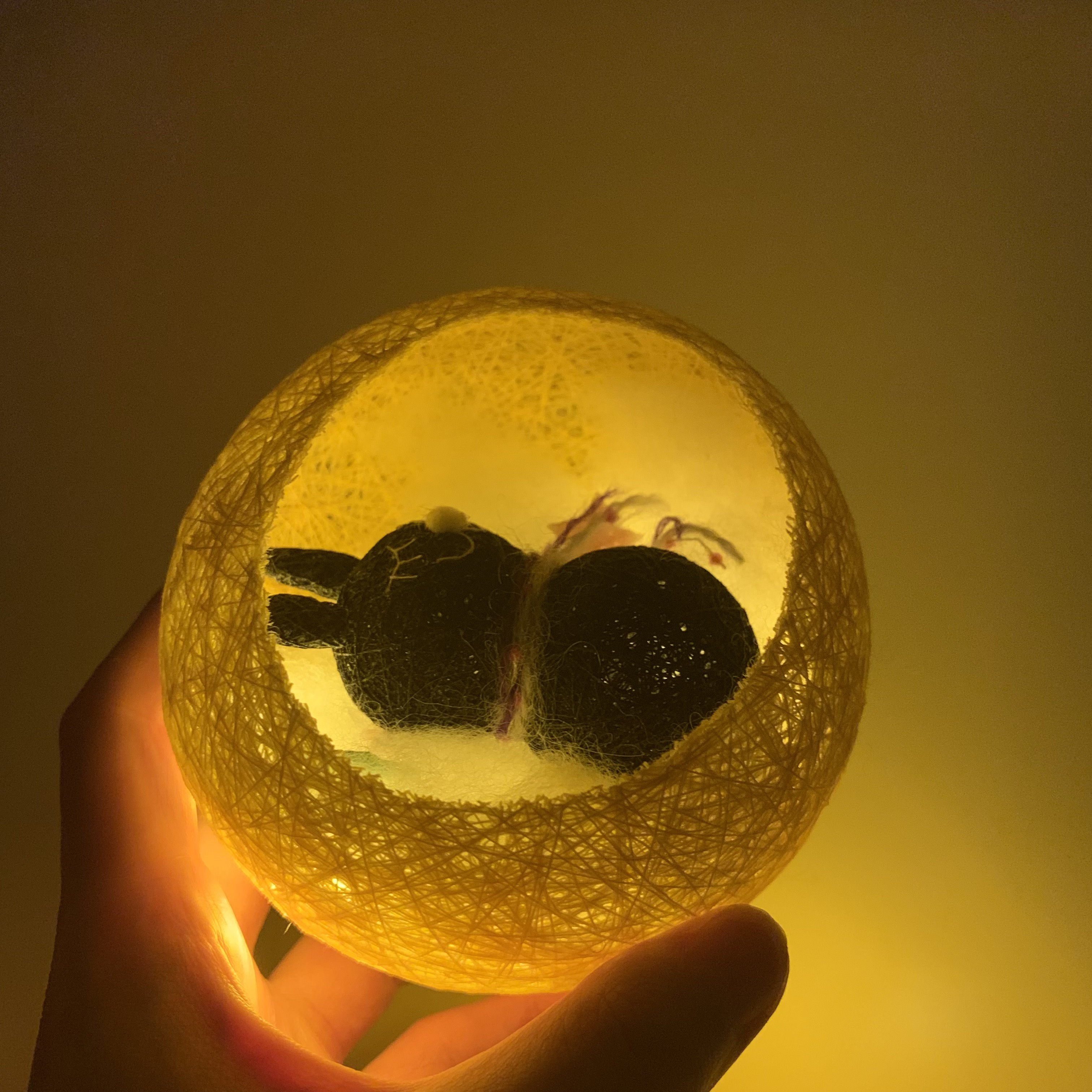 十五夜　眠るうさぎの満月ランプ