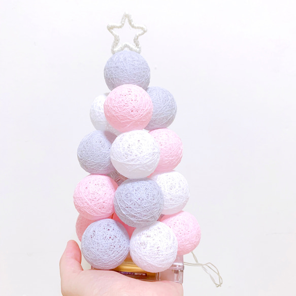 クリスマスツリーライト☆ライトグレー×ピンク 2枚目の画像