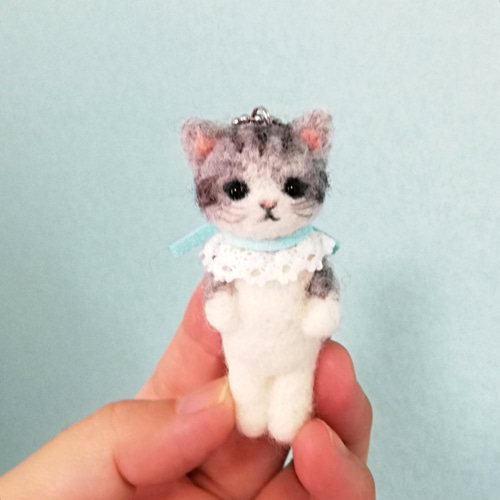 ◾受注制作 子猫マスコット(グレーとら)・羊毛フェルト