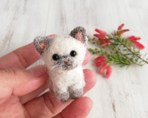 羊毛フェルト 猫 籠入り仲良し子猫ちゃん ねこ ネコ 羊毛