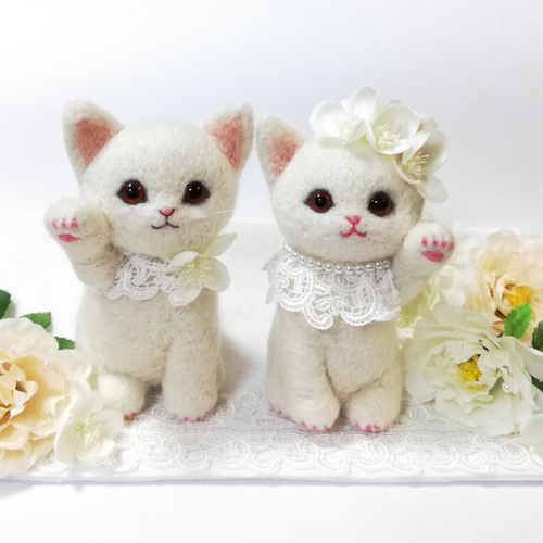 ◾受注制作・ウェルカム招き猫・白猫セット（12cmサイズ