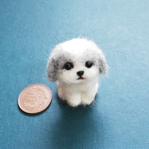 ◾受注制作・羊毛フェルトの小さなわんこ(シーズー・グレー