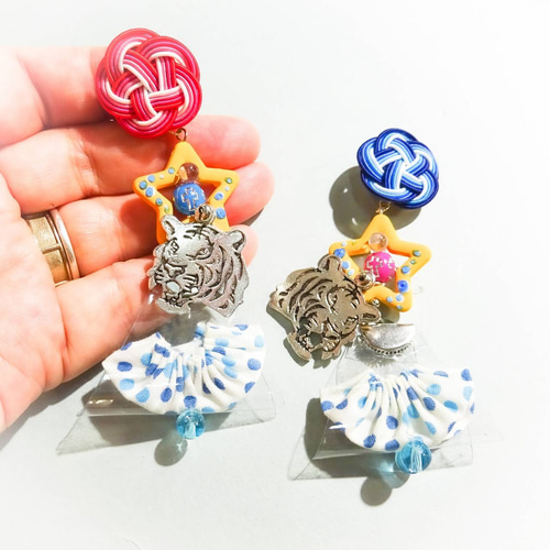 ヨーヨーシリーズ 》水引 ビーズ ピアス ハンドメイド（水風船