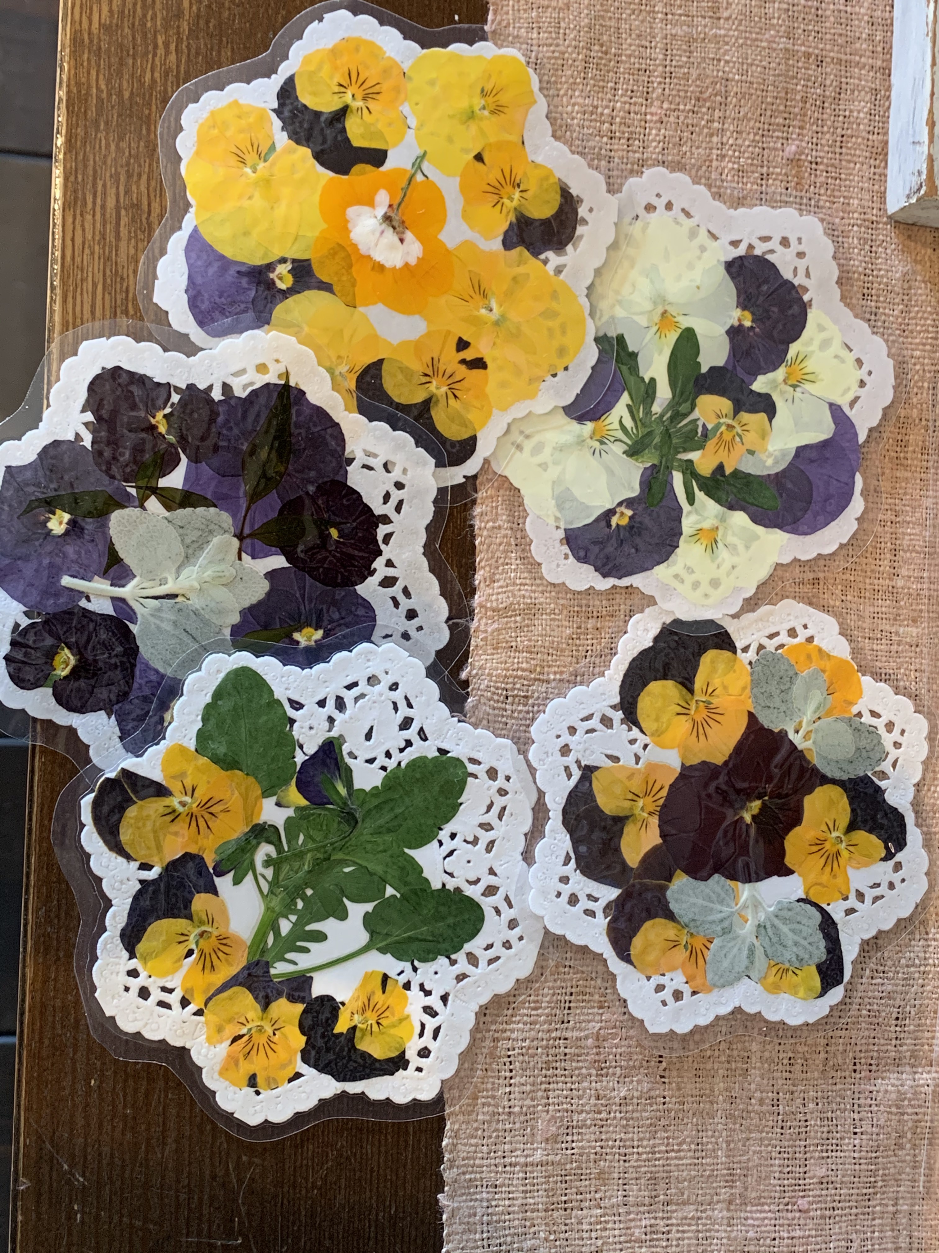 コースター 手描 四季の花 皿 作家物