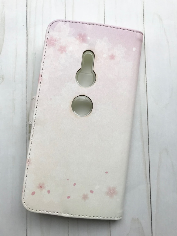 XPERIA AQUOS Galaxy arrows シリーズ 手帳型ケース カメラ穴対応 桜 綺麗 ピンク 2枚目の画像