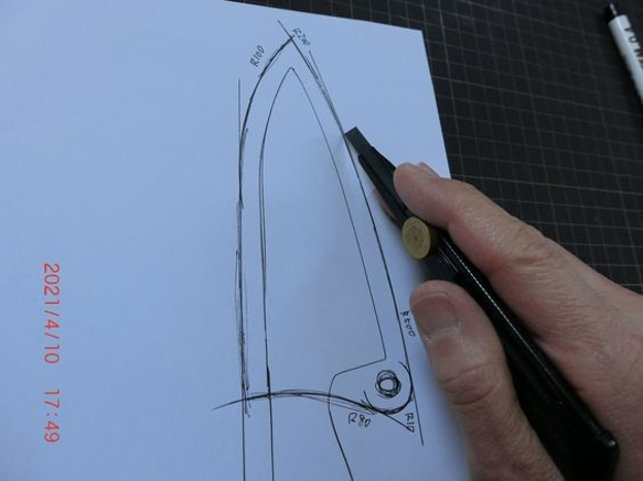 カスタムレザーシース　本革製ナイフカバー　左利き用 10枚目の画像
