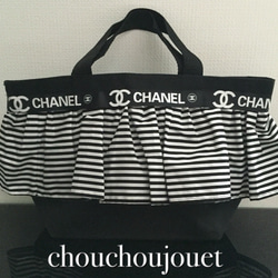 CHANEL ブラック トートバッグ リボン付き シャネルリボンフリルトートバッグ トートバッグ ch 通販